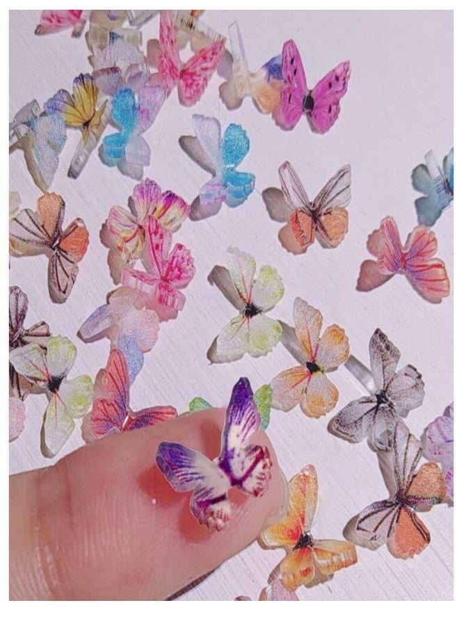 Finduat 60 Pcs Micro Resin Butterflies, Dollhouse Miniature Tiny Butterflies, Terrarium Fairy Garden Dollhouse Ornament, Mini Micro Landscaping Decoration - Image 2
